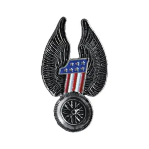 #1 WINGS WHEEL PIN - Fits to your jacket, vest, backpack or anywhere else you want; 2x1-1/9 inch