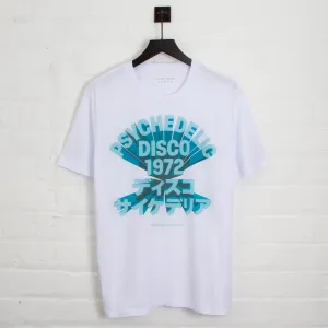 3D 1972 Psychedelic Disco Front Print - Tshirt - White