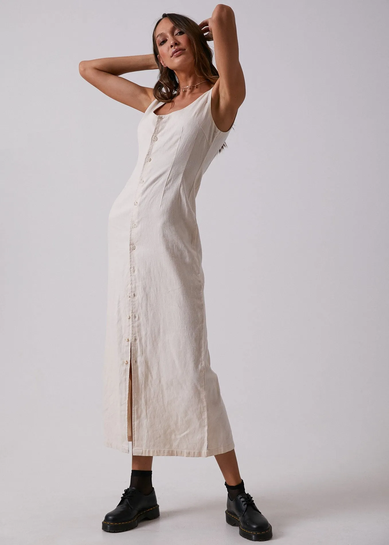 Afends Womens Josie - Hemp Button Down Maxi Dress