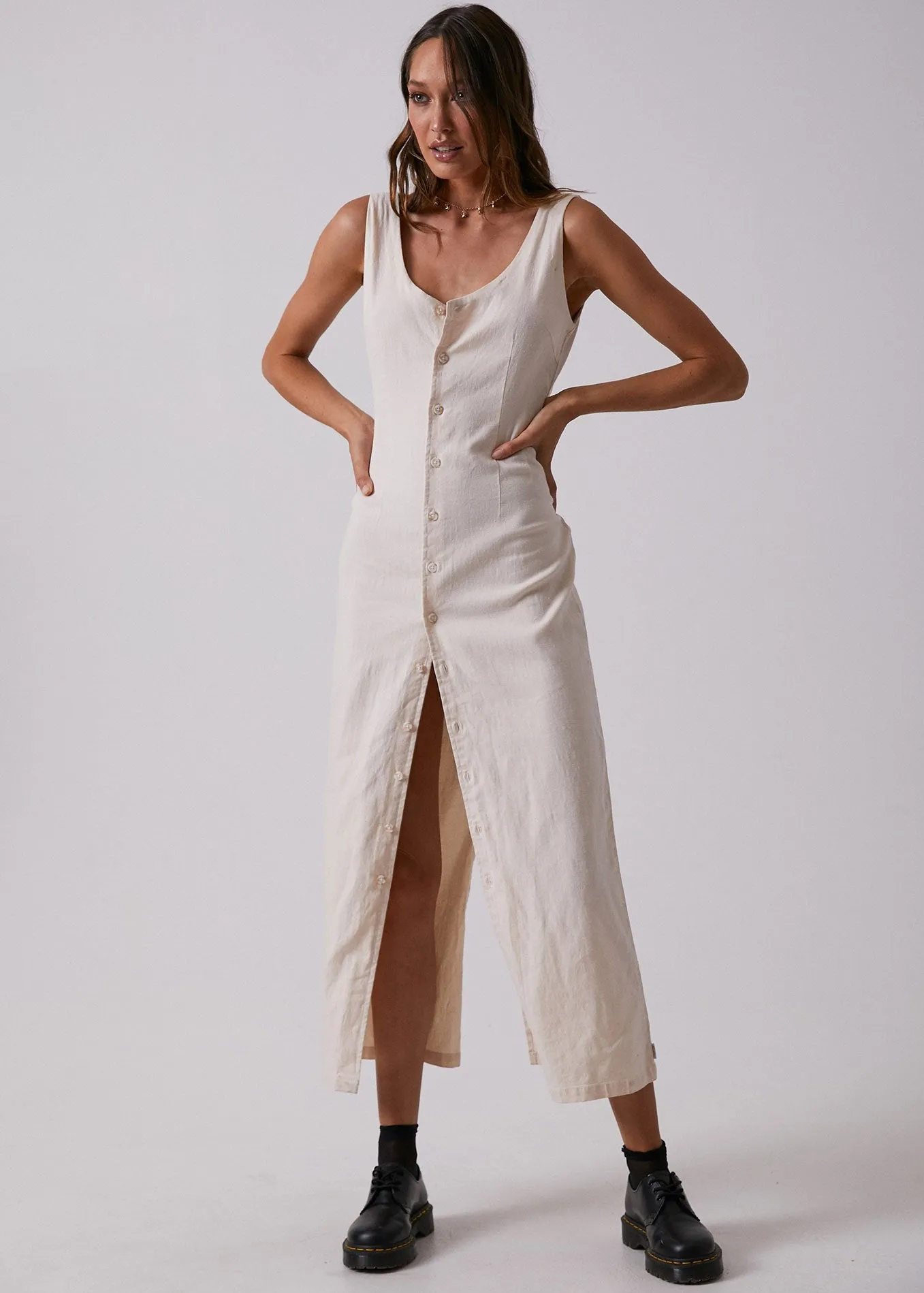 Afends Womens Josie - Hemp Button Down Maxi Dress