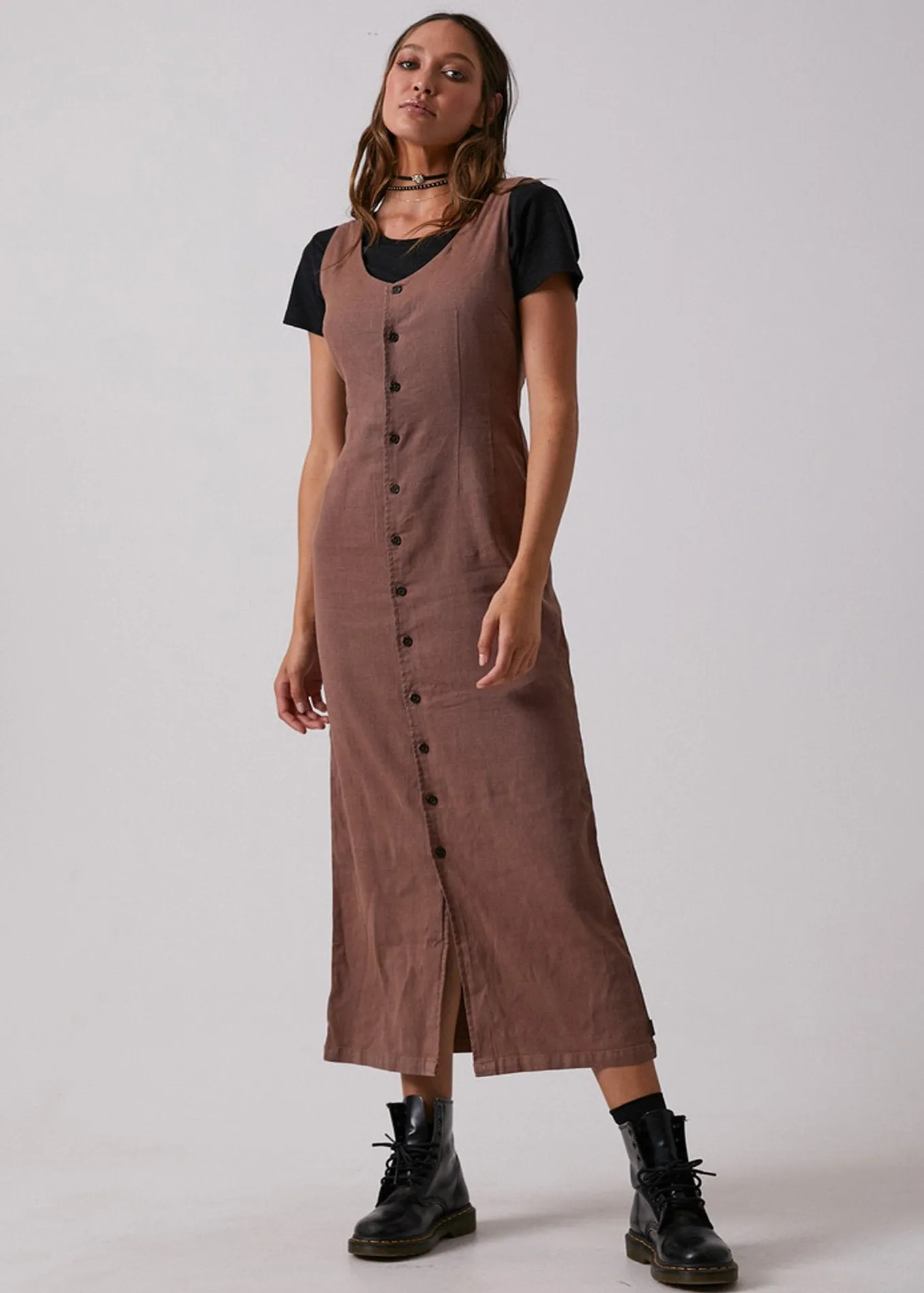 Afends Womens Josie - Hemp Button Down Maxi Dress