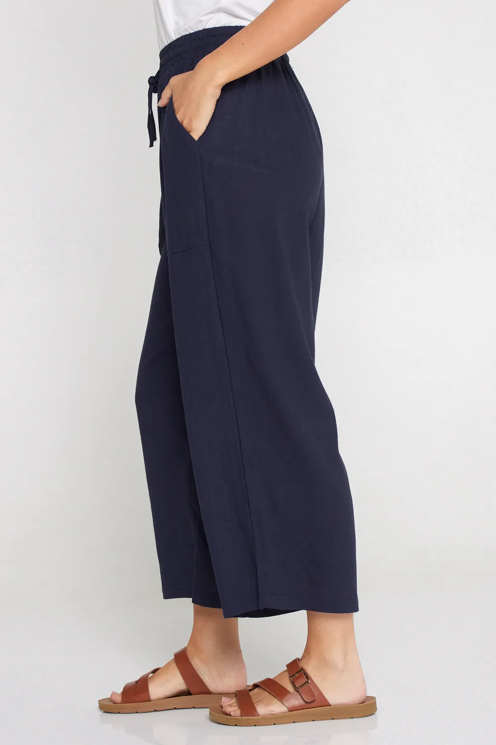 Aiko Linen Pants - Navy