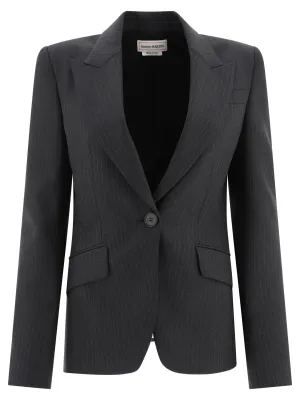 Alexander McQueen Pinstriped Single-Breasted Blazer