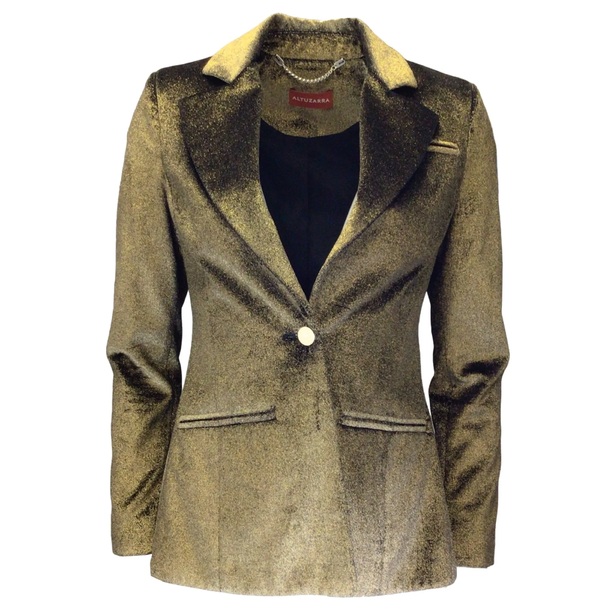 Altuzarra Gold Metallic One-Button Velvet Blazer