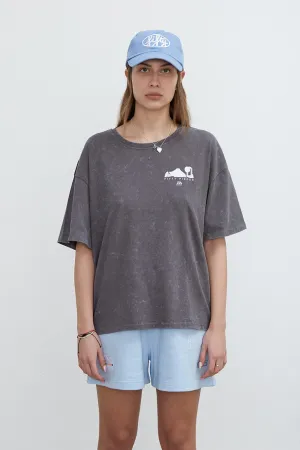 Anthracite Washed Oversized T-shirt with Print on the Back