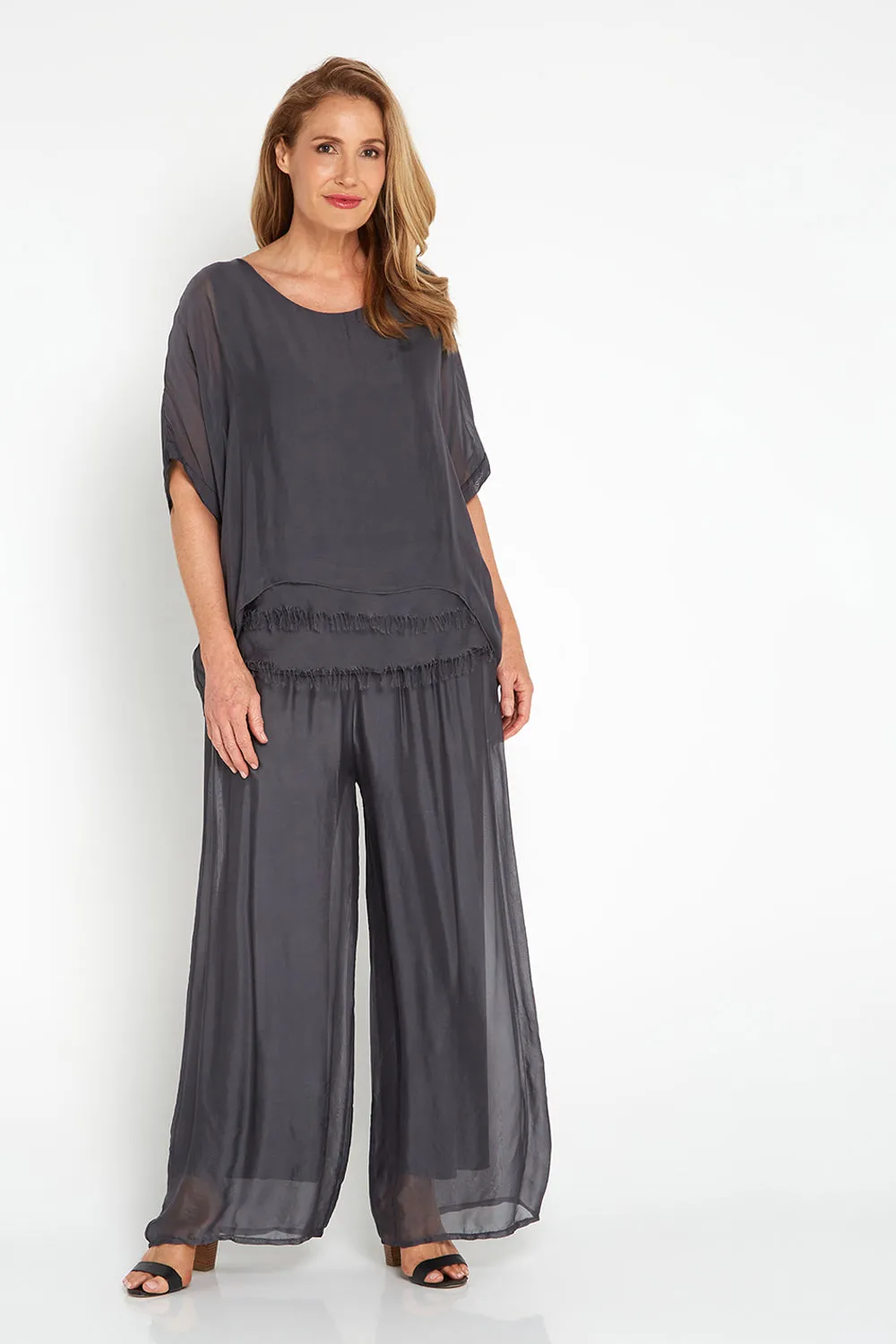 Arlette Silk Pants - Grey