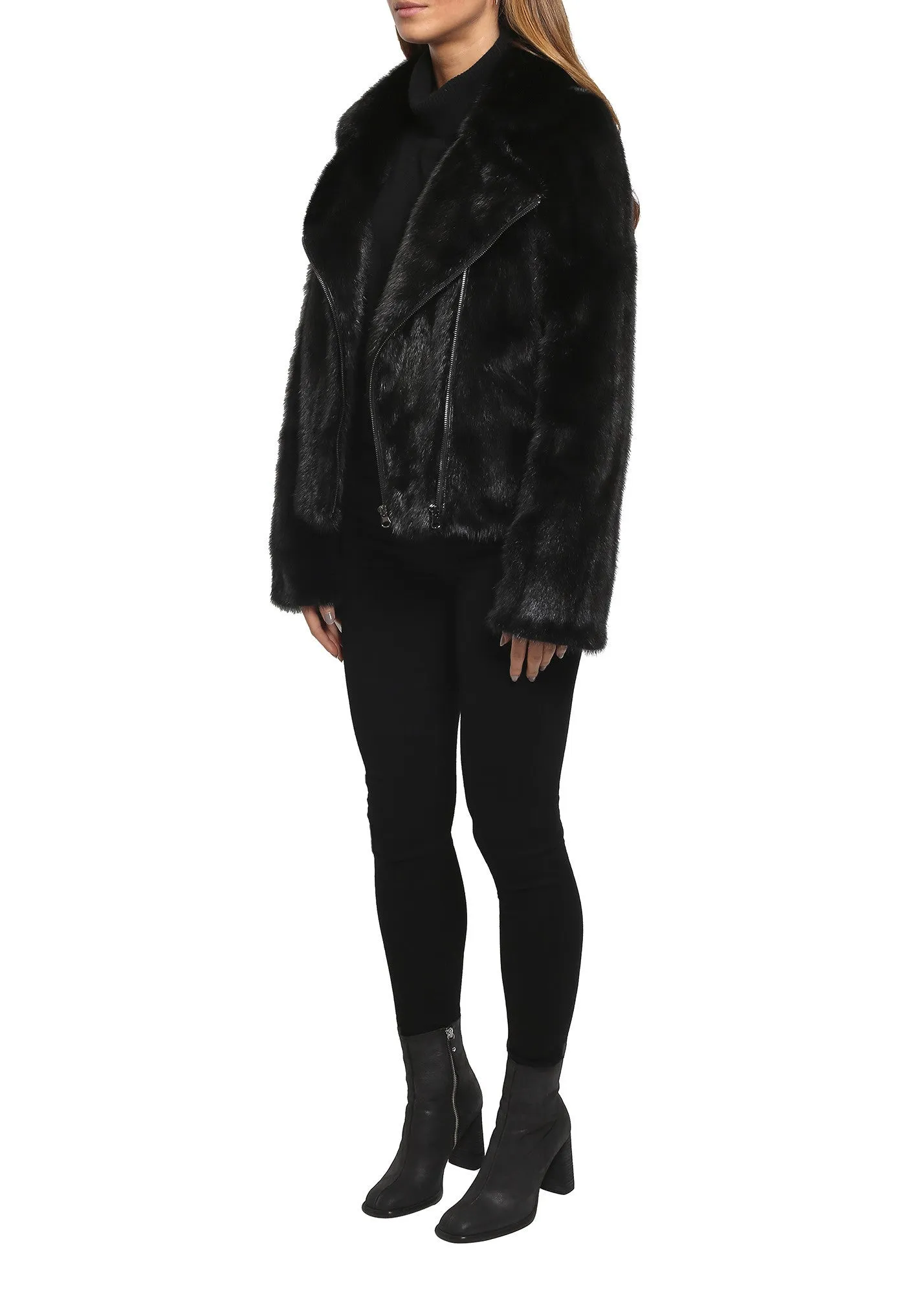 Black Mink Biker Jacket