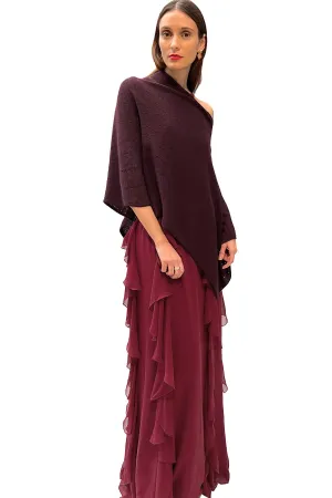 Burgundy cashmere poncho Multiway