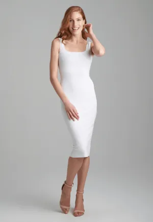 Caterina Short Stretch Knit Dress in White