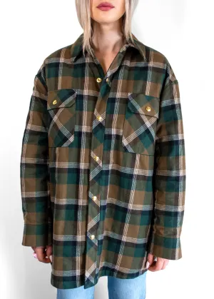 Celine Overshirt Plaid Print Utility Jacket