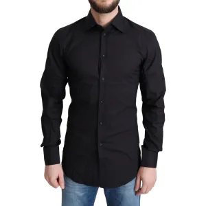 Dolce & Gabbana Elegant Black Gold Slim Fit Dress Shirt