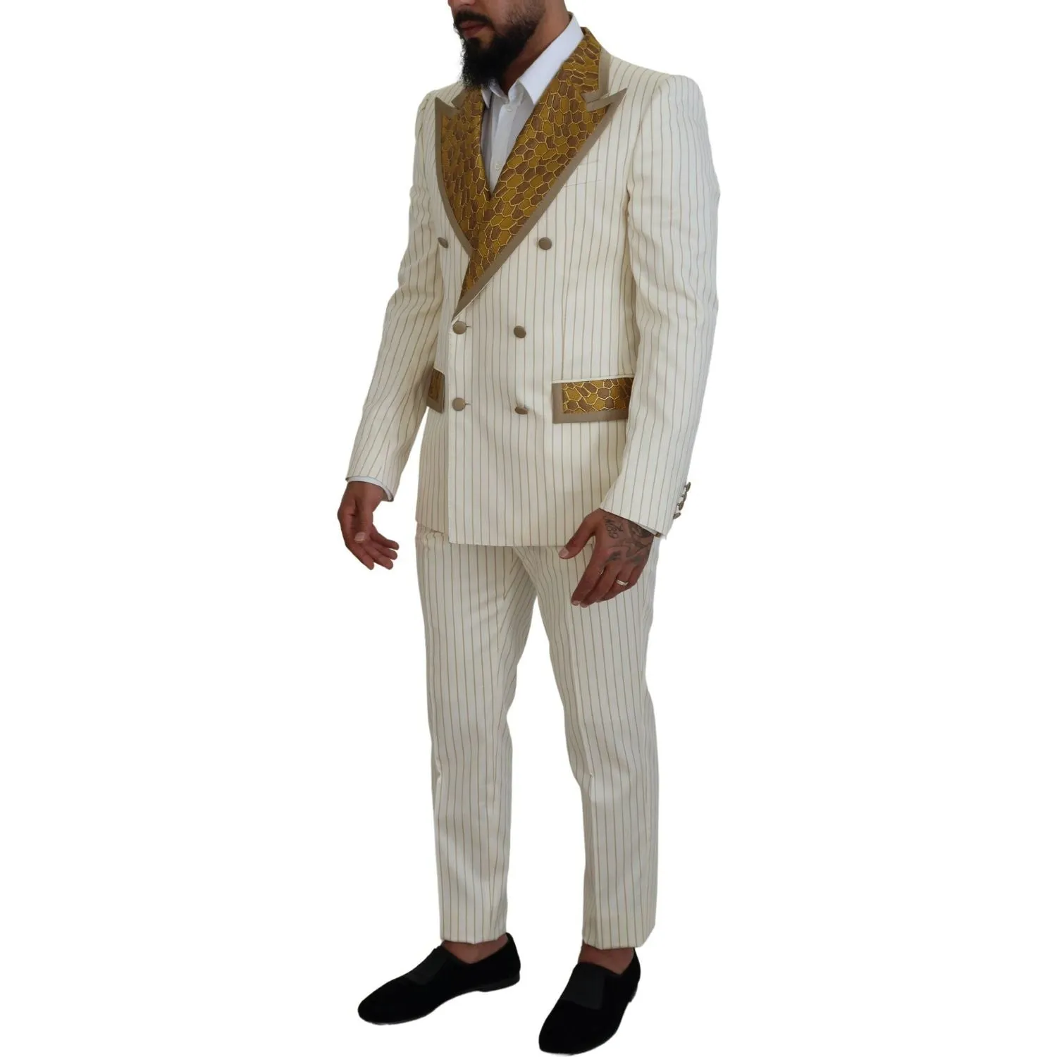 Dolce & Gabbana Elegant Off White Double Breasted Suit