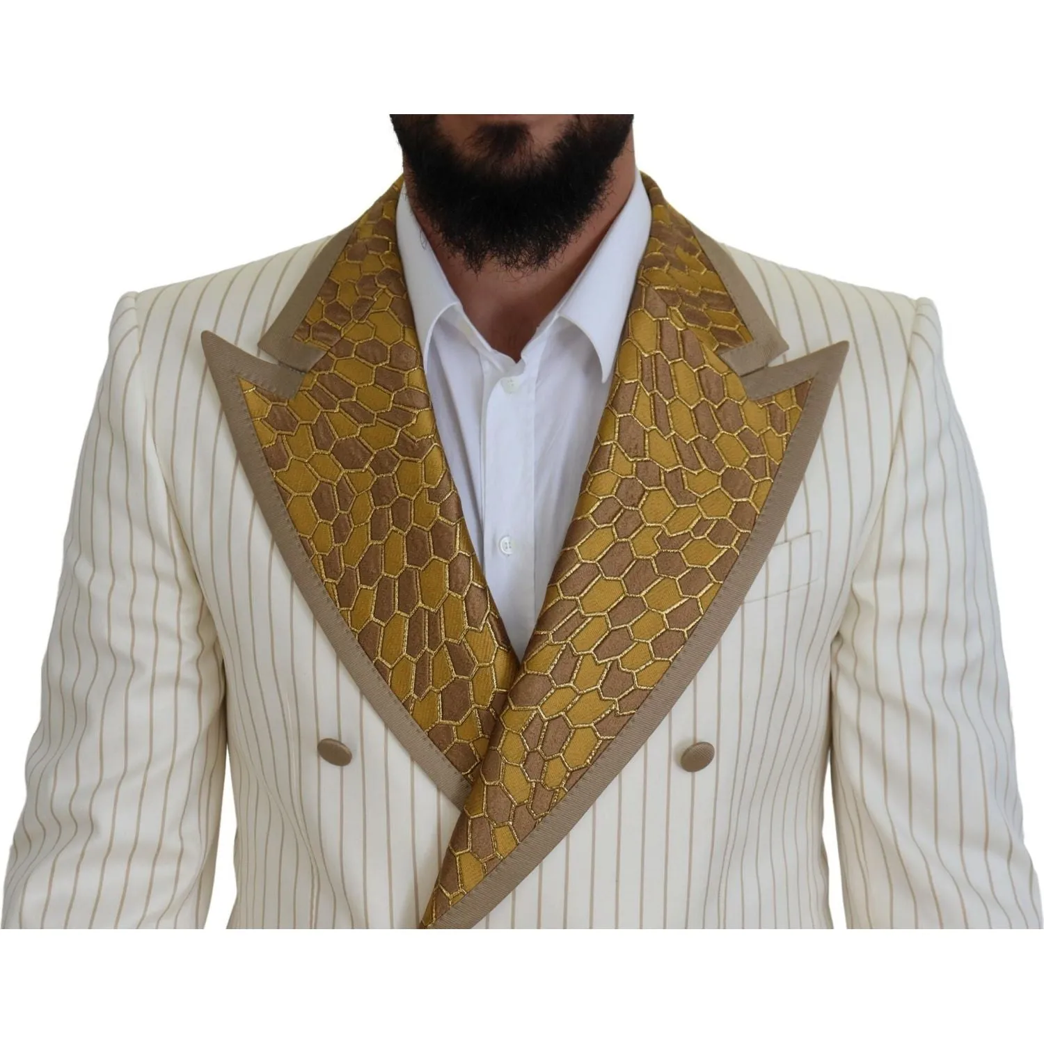 Dolce & Gabbana Elegant Off White Double Breasted Suit