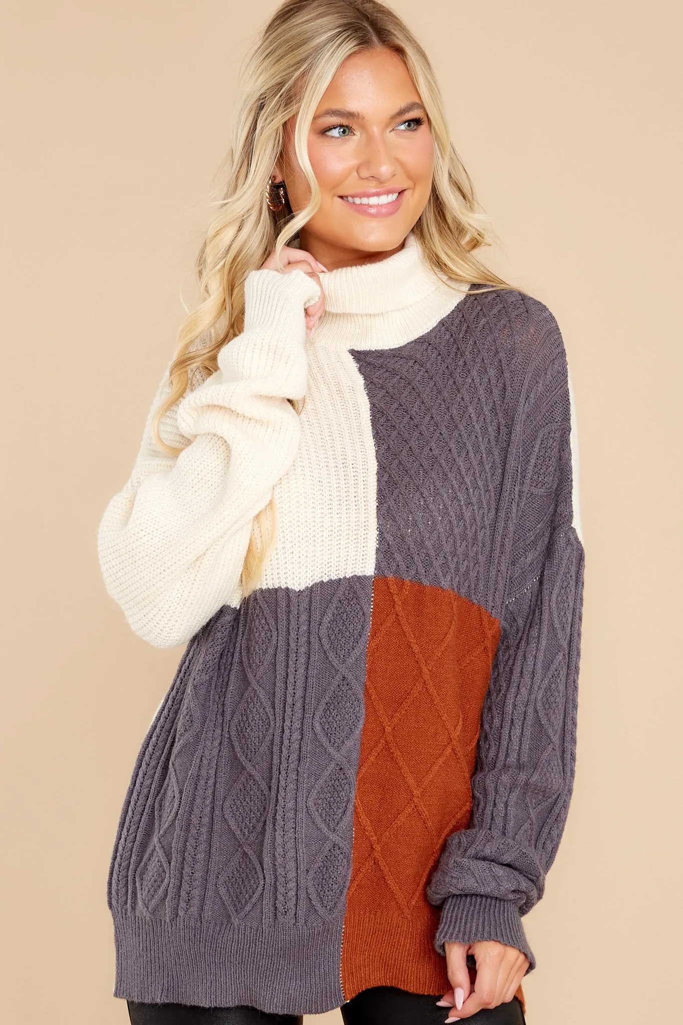 Endless Snuggles Grey Colorblock Sweater