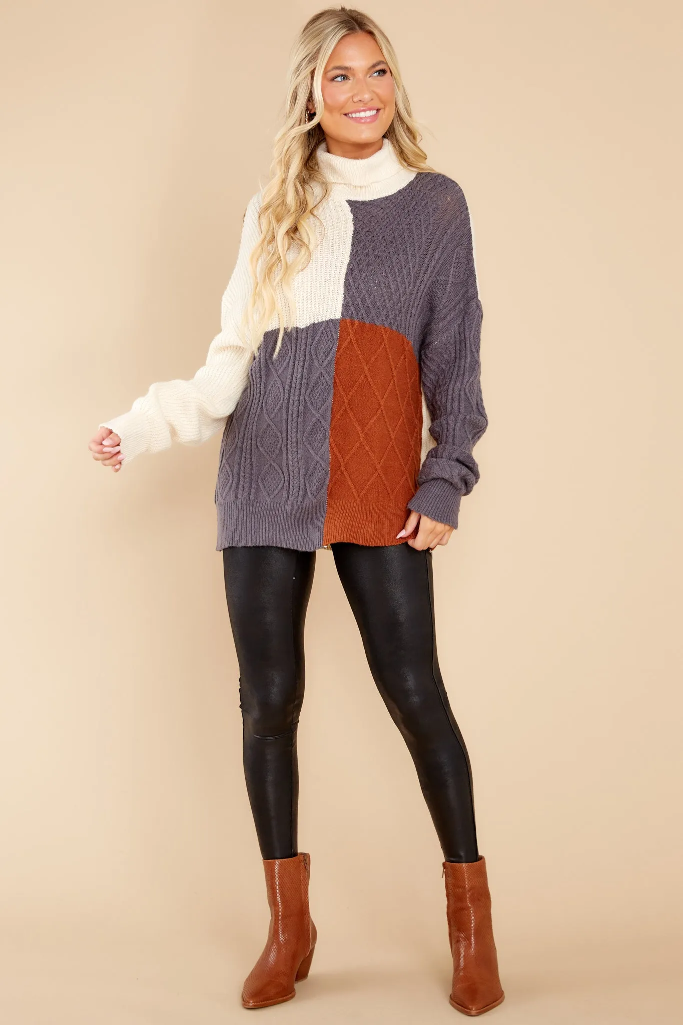 Endless Snuggles Grey Colorblock Sweater