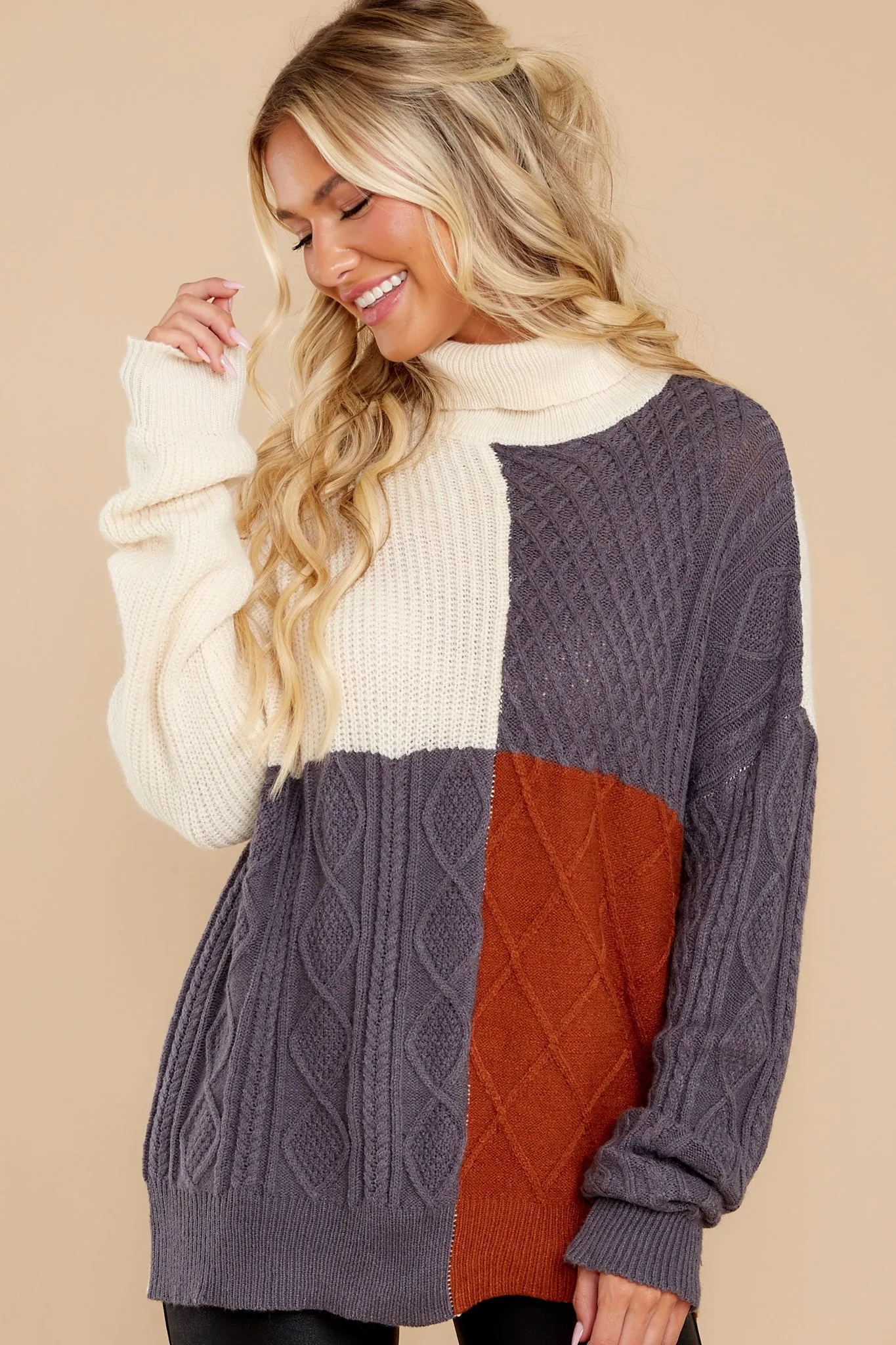 Endless Snuggles Grey Colorblock Sweater