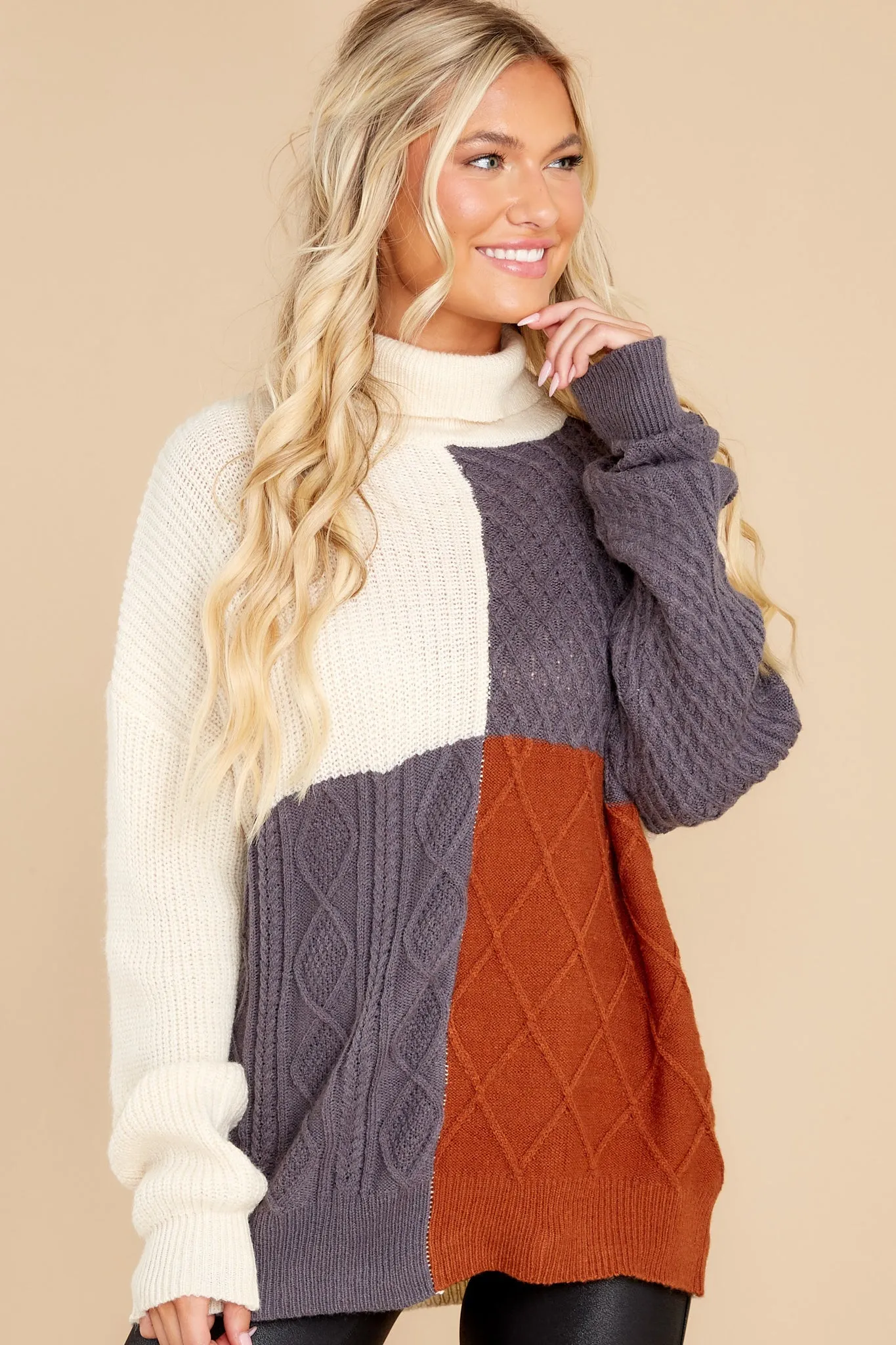 Endless Snuggles Grey Colorblock Sweater