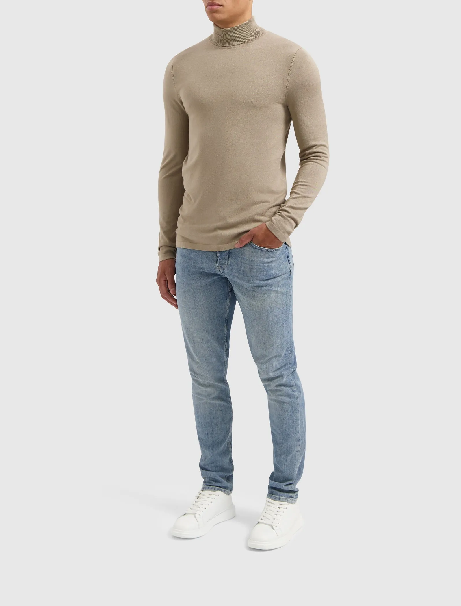 Essential Knitwear Turtleneck Sweater | Taupe