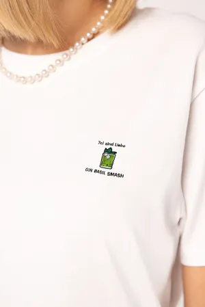 GINVASION Gin Basil Smash | Besticktes Frauen Oversized Bio Baumwoll T-Shirt