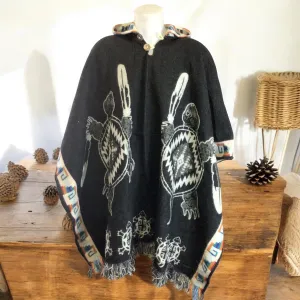 Handmade Ponchos black ( turtle)