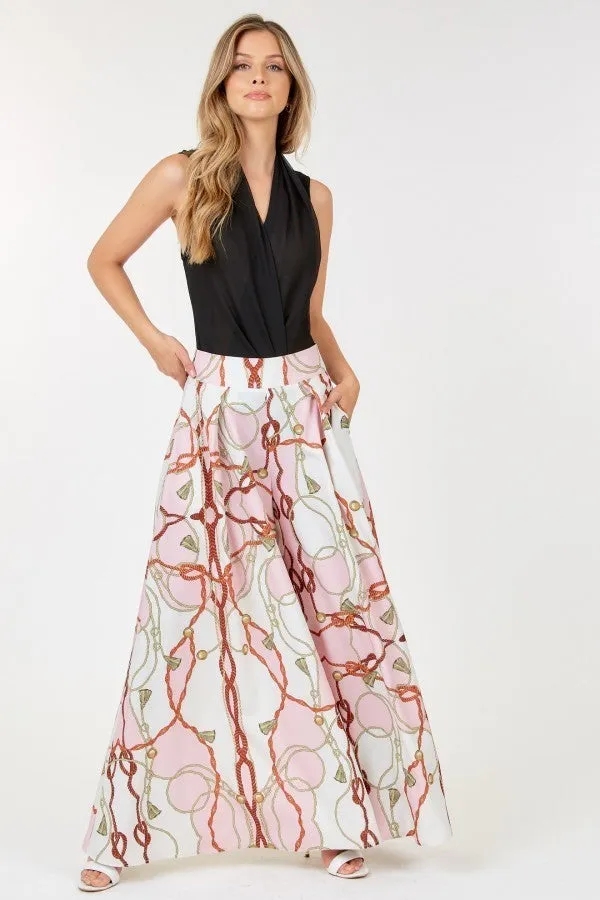 High Waist Wide Leg Printed Palazzo Pants - Ships from The US