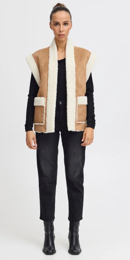 Ichi Faux Shearling Vest