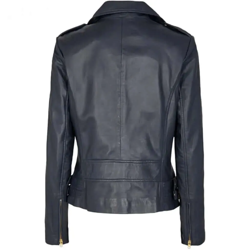 Lamb Gloving Navy Biker Jacket