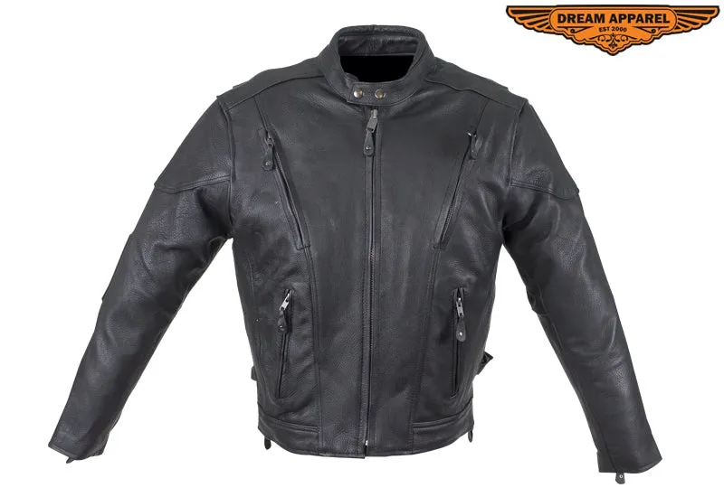 Mens Cowhide Racer Leather Jacket