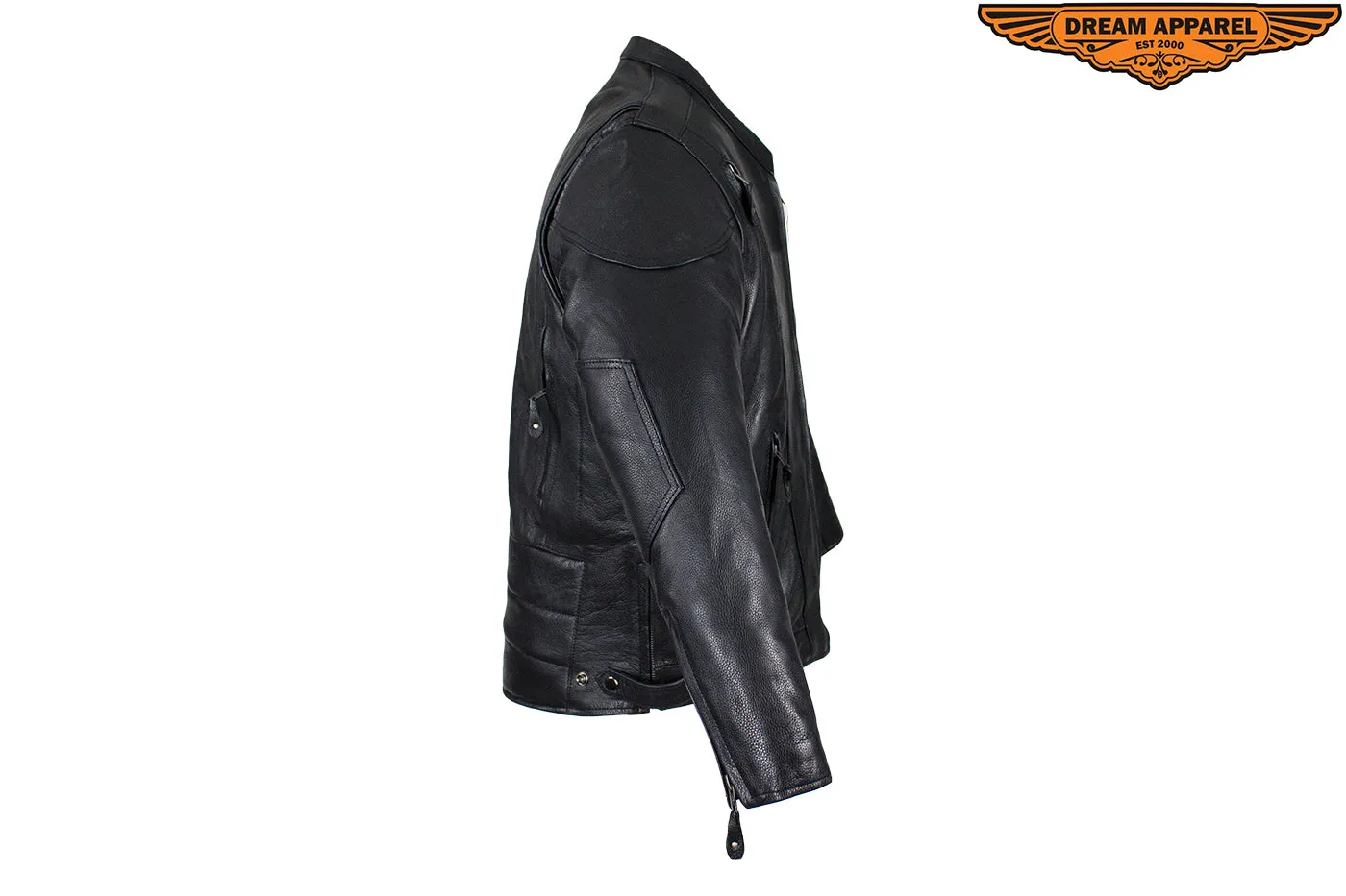 Mens Cowhide Racer Leather Jacket