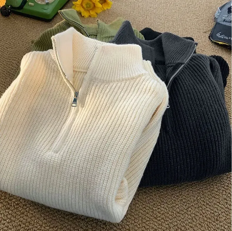 Men's Half Zip Turtleneck Knitting Sweater