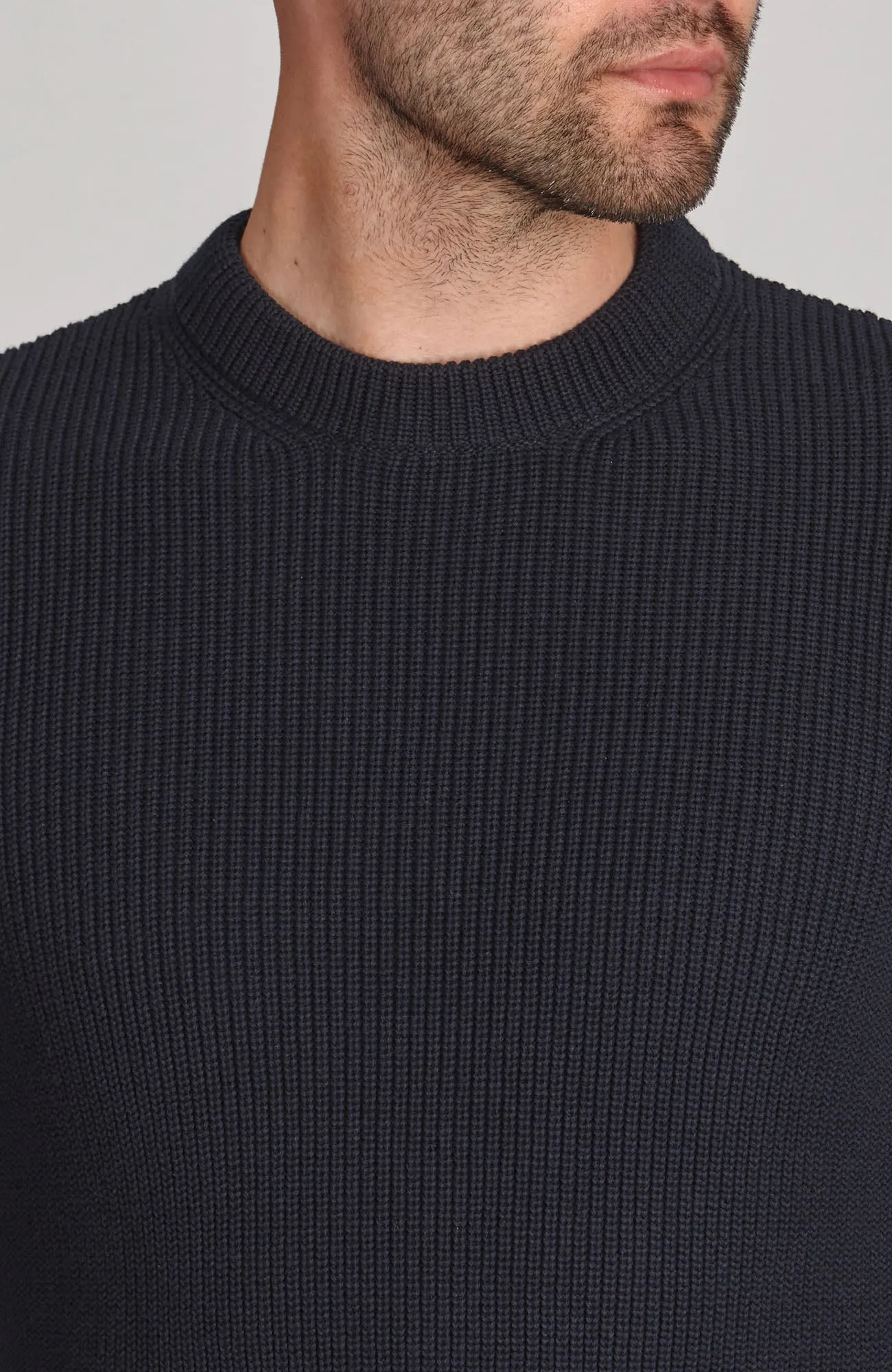 Mens Midweight Cotton Fisherman Rib Jumper