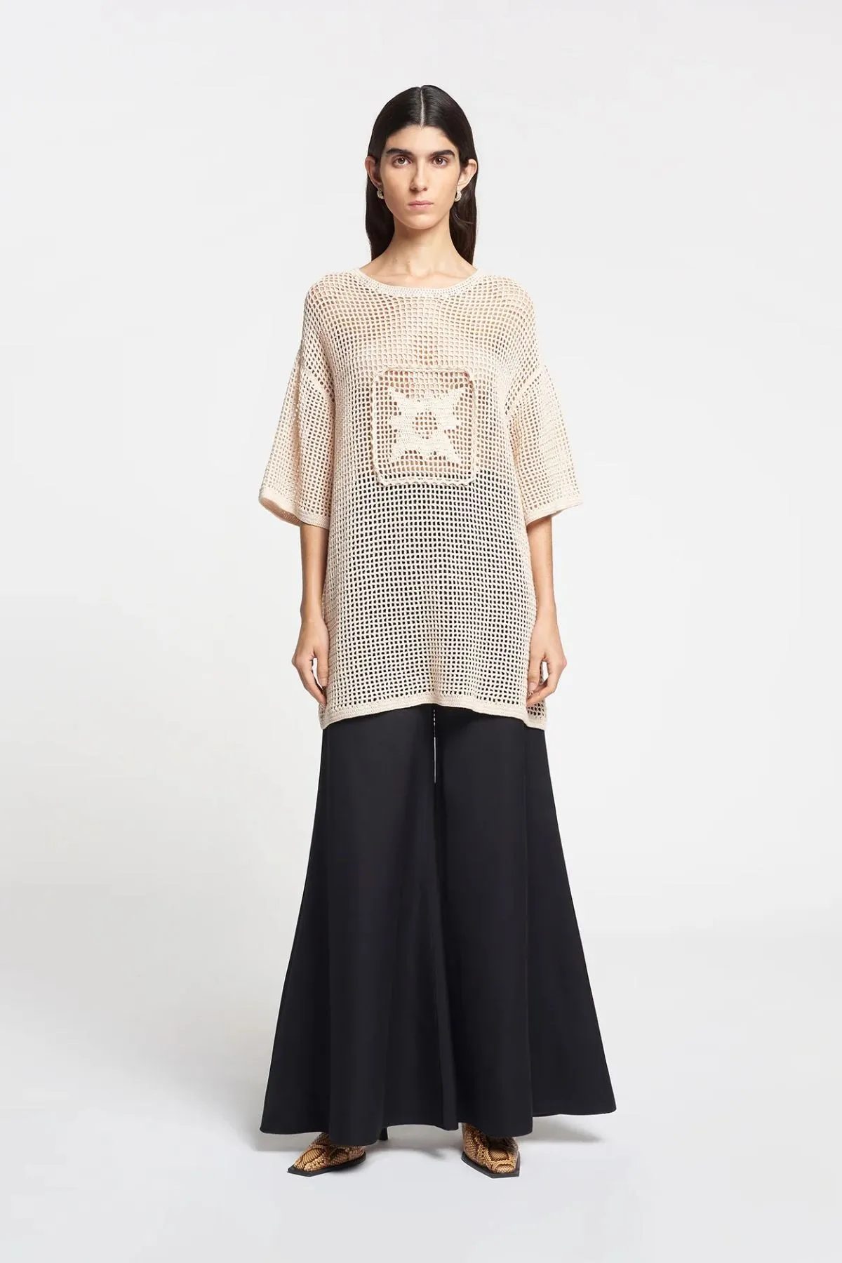 Nanushka Estienne Oversized Crochet Top - Cream