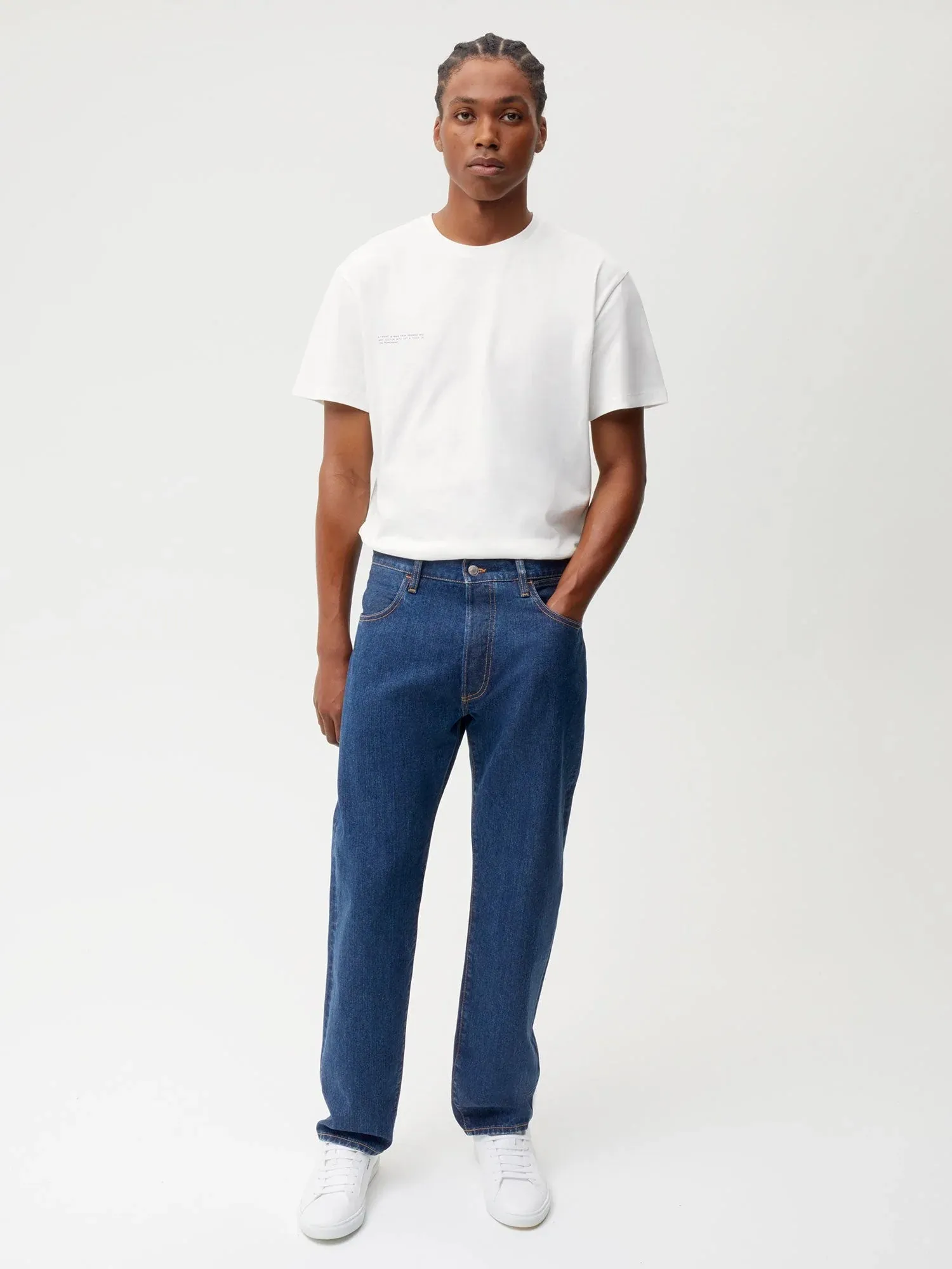 Nettle Denim Straight Leg Jeans—mid wash