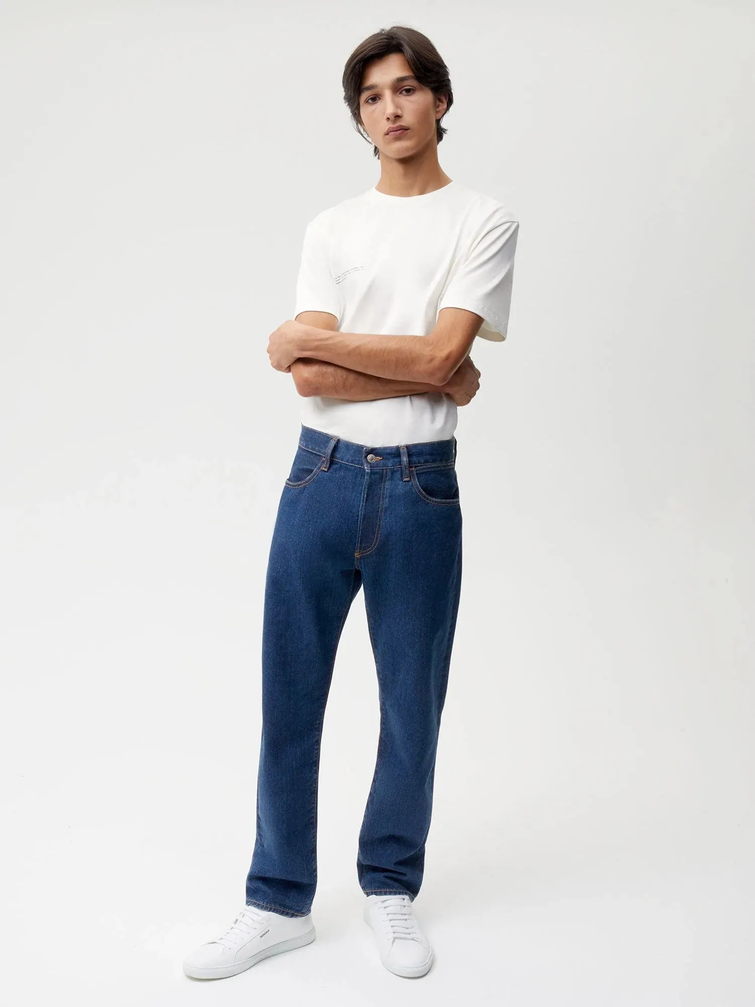 Nettle Denim Straight Leg Jeans—mid wash