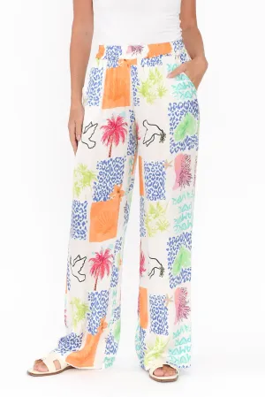 Orina White Jungle Wide Leg Pants