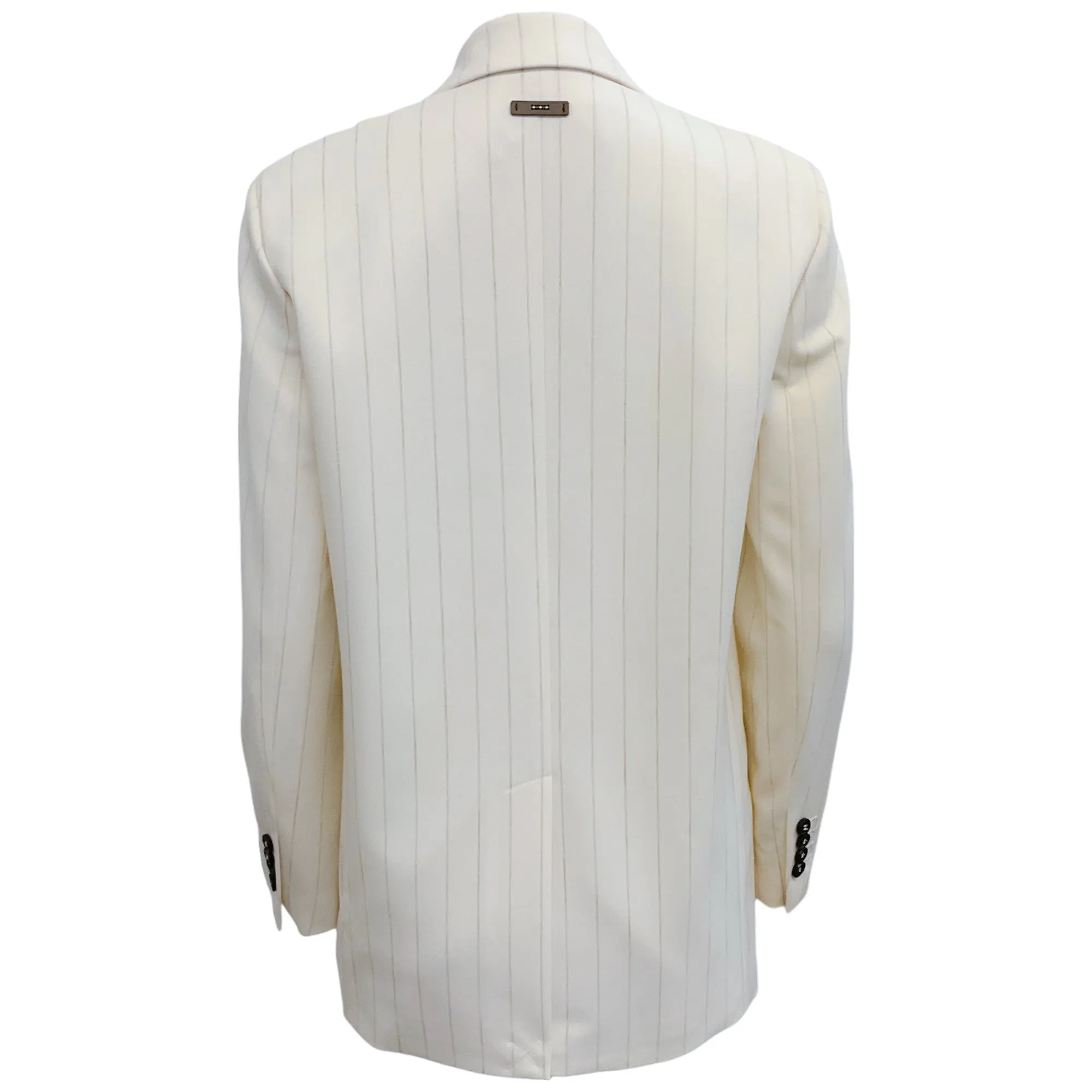 Peserico Cream / Silver Striped Double Breasted Blazer