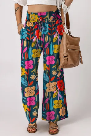 Printed High Waist Wide Leg Pants