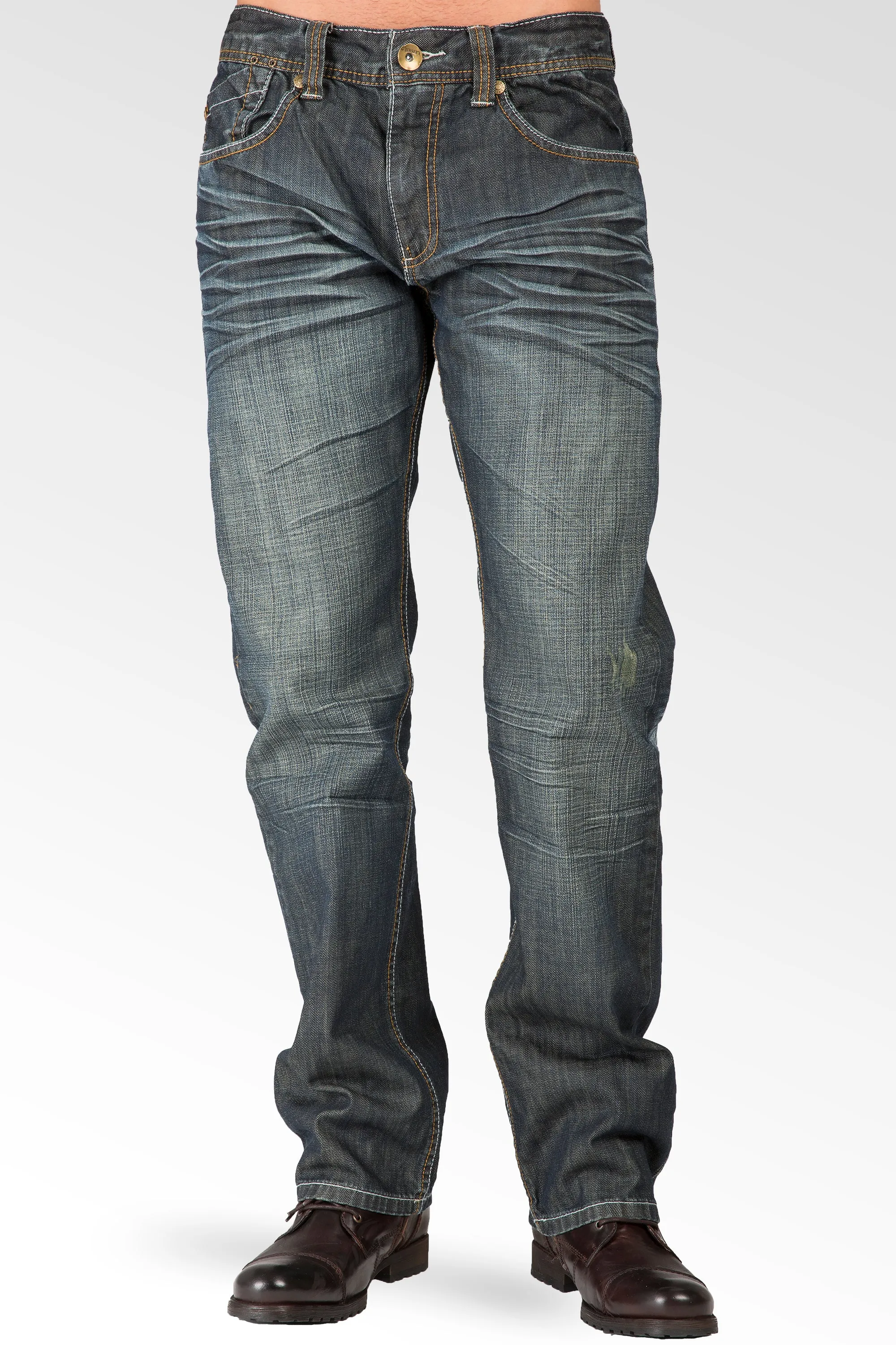 Relaxed Straight Vintage Whisker signature 5 Pocket Jeans With Artisan Scratching