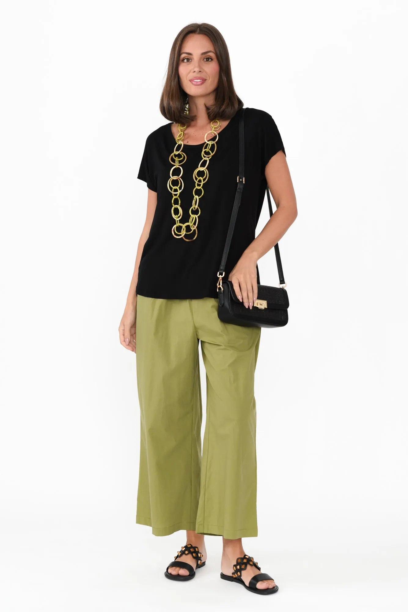 Sevilla Green Wide Leg Cotton Pants