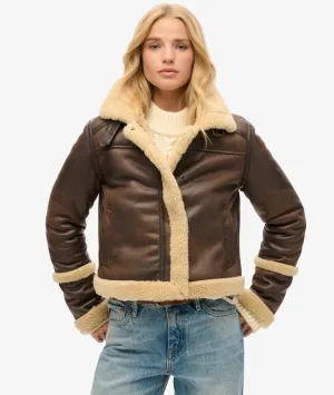 SUPERDRY FAUX SHEARLING CROP JACKET