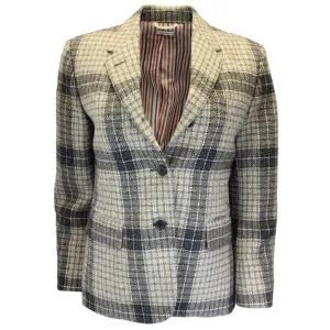 Thom Browne Grey Check-Patterned Buttoned Blazer