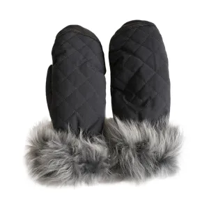 UGG Quilted Nylon Leather Toscana Sheepskin Lined Mittens - Women's